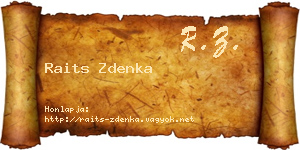 Raits Zdenka névjegykártya